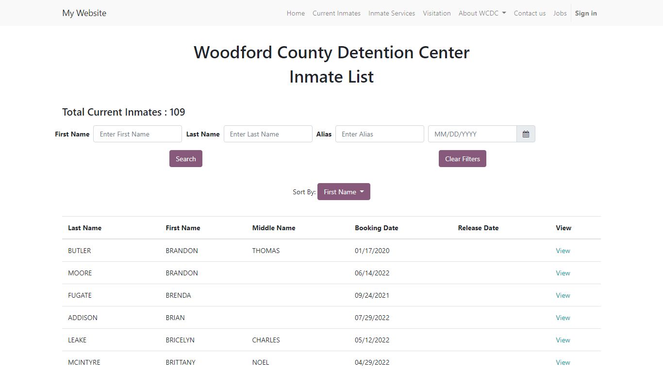 Inmates list | My Website - Woodford County Detention Center